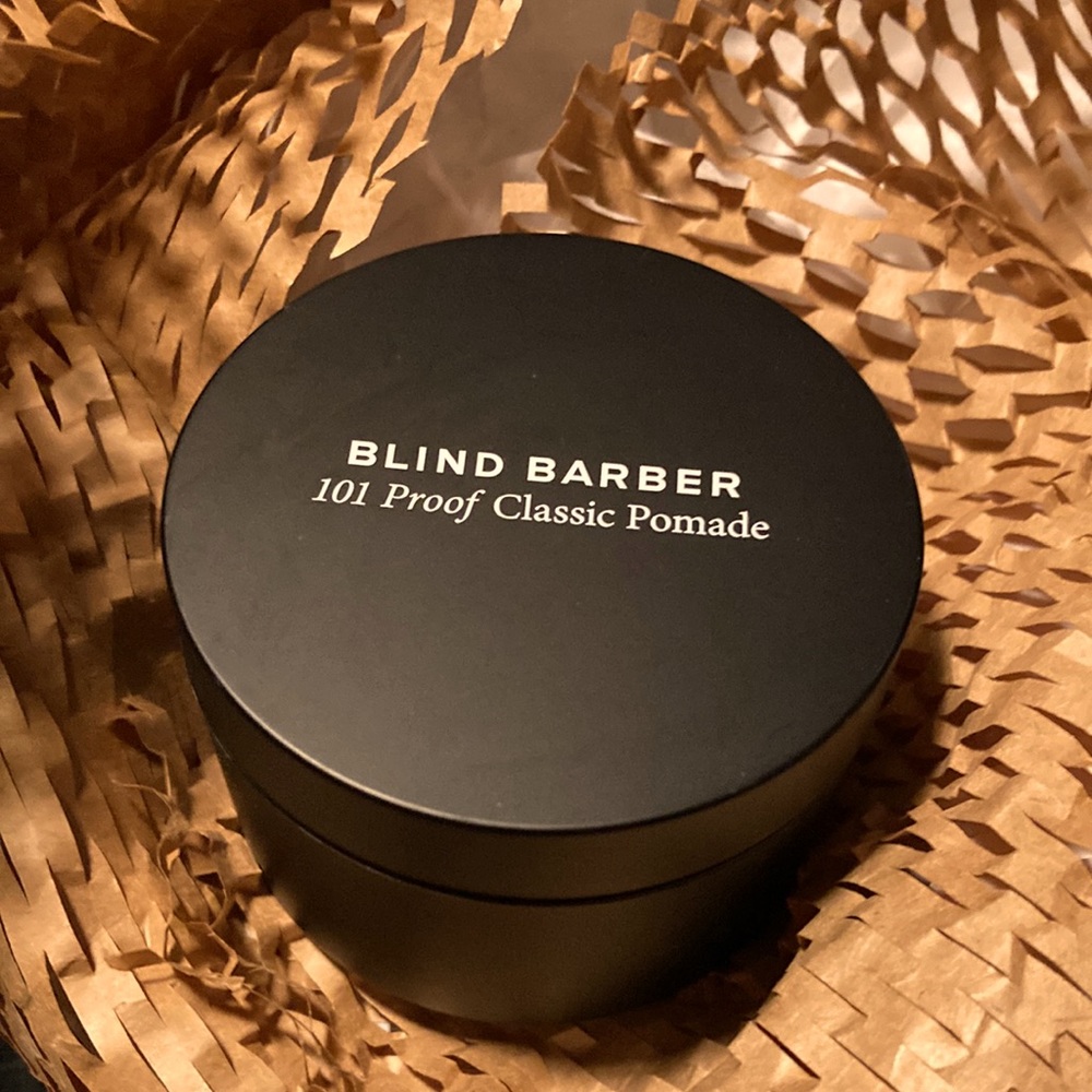 Unopened can of Blind Barber 101 Proof Classic Pomade.